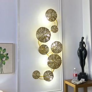 applique murale feuille lotus or dorée moderne éclairage intérieur salon chambre