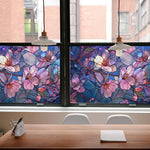 film décoratif fleurs feuilles multicolore adhésif opacité art deco vitrail maison fenêtre 45cm 90cm