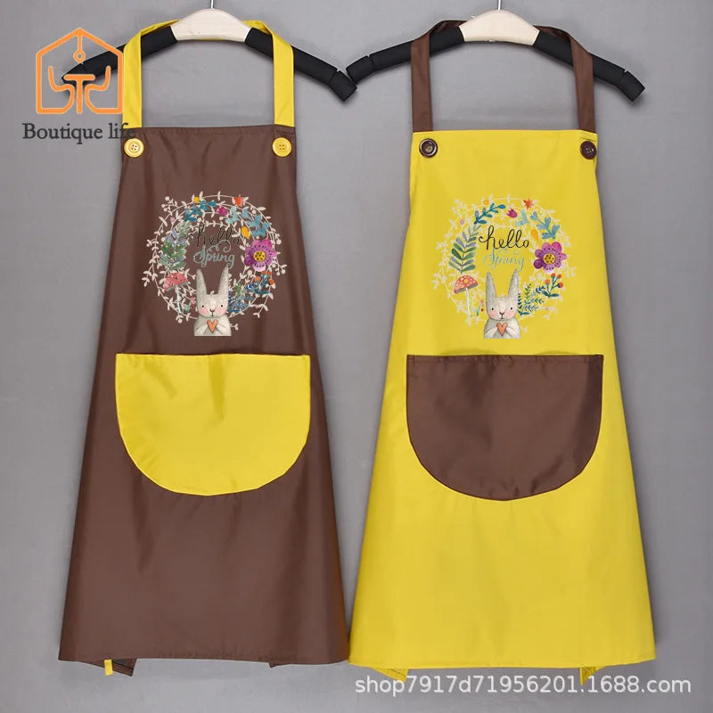 tablier sans manches korean waterproof polyester cartoon motif hello spring pochette élastique