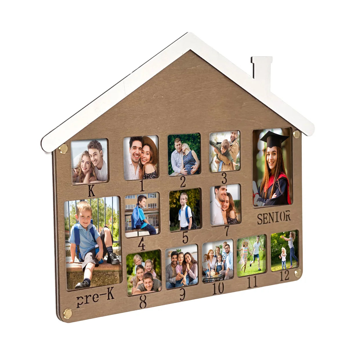 cadre photo maison bois rustique ouvertures numérotées pré senior écolier années scolaires