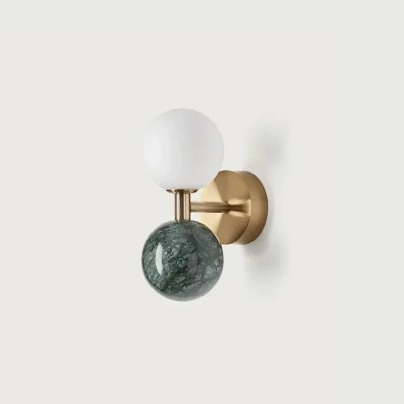 lampe murale led marbrée moderne minimaliste blanc noir globes opaques chambre salon