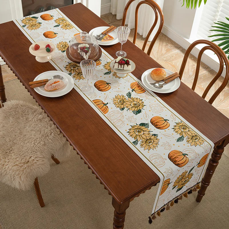 tableau halloween citrouille fantôme araignée château tassel blanc orange beige