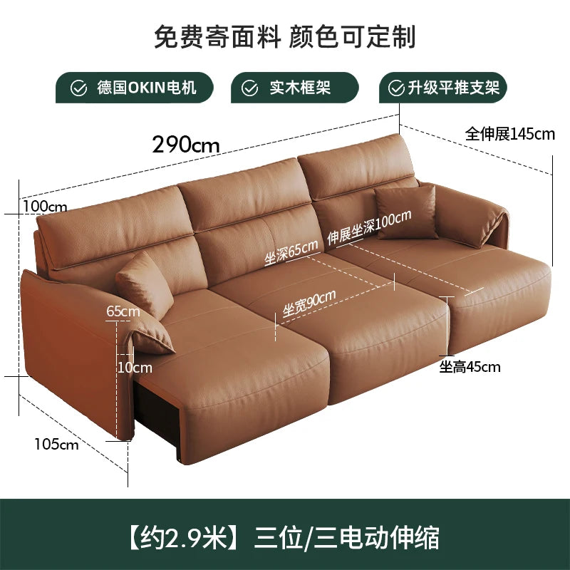 canapé d'angle marron clair moderne coussins table basse dimension 290cm