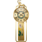 horloge murale moderne or floral asiatique décoration éléphant aiguille métal verre