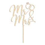 décoration gâteau mariage mr mrs lettres calligraphiées alliances diamant tige bois