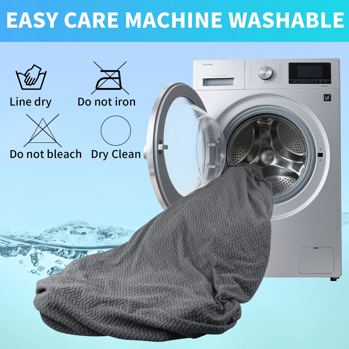 housse canapé gris motifs géométriques moderne spandex polyester anti dérapant lavage machine