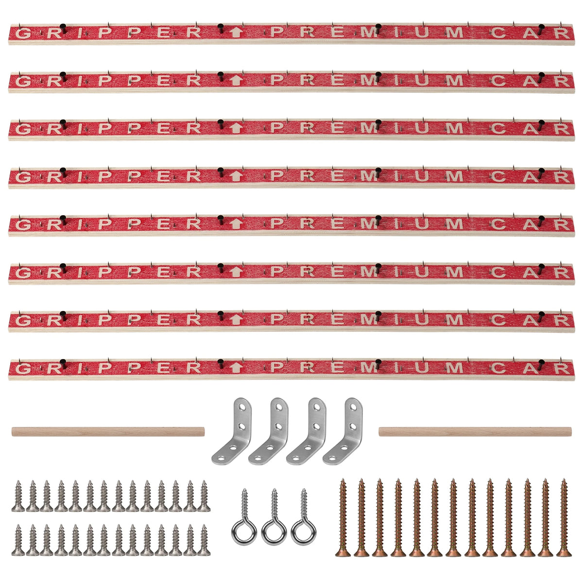 cadre mural tapisserie bois naturel rouge vis métal supports angle crochets kit tufting