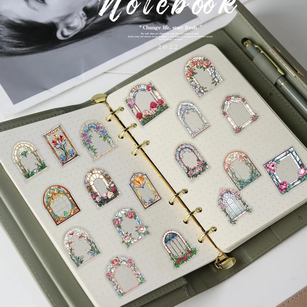 autocollants floraux art nouveau multicolores motifs papillons adhésifs décoratifs scrapbook diy 50 pièces