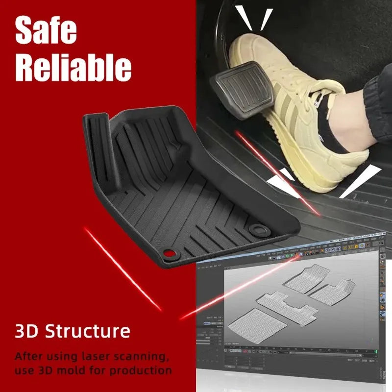 tapis sol voiture noir rayures horizontales protection tpe facile nettoyage imperméable moderne
