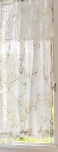 rideau fleur blanc translucide romantique maison inclusion polyester