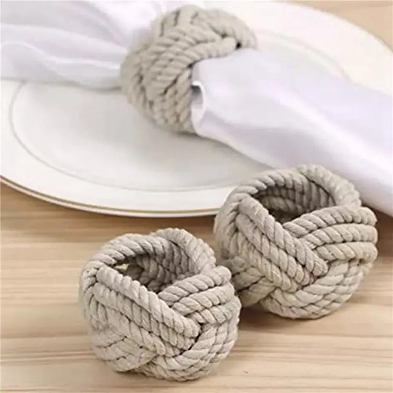 anneaux serviette corde coton rustique set 36 beige clair tressée opacité marine