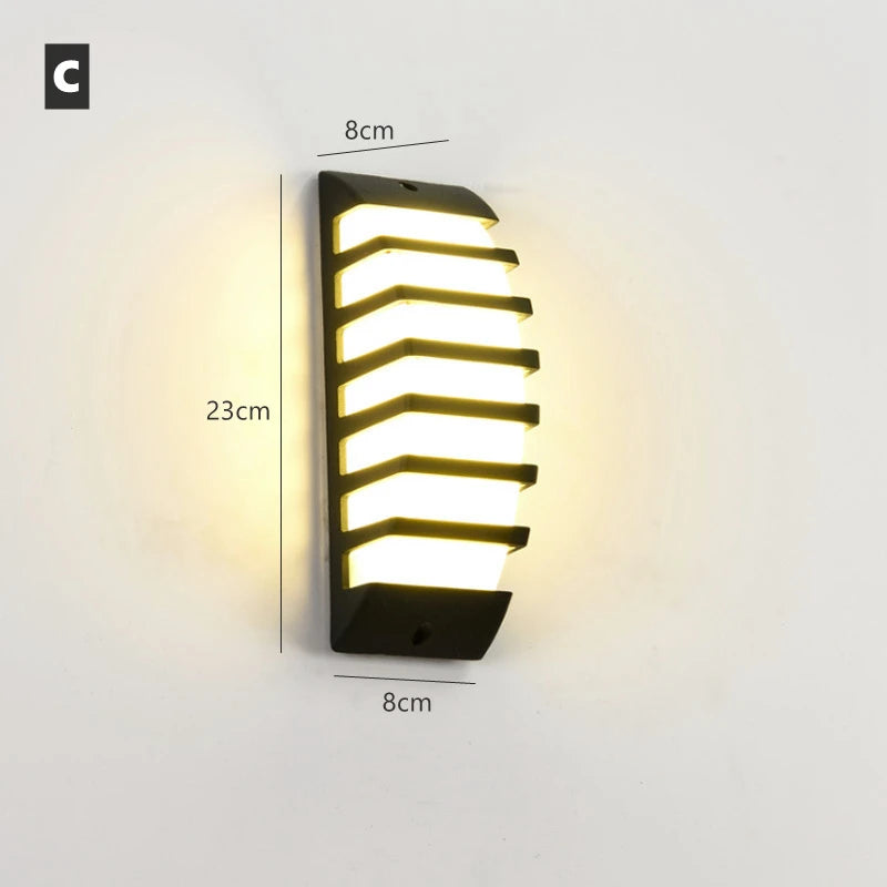 applique murale moderne led noir blanc rayures horizontales ip65 e27 12w 249lm 265v