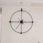 horloge murale moderne minimaliste double face métal noir aiguille quartz silent living room