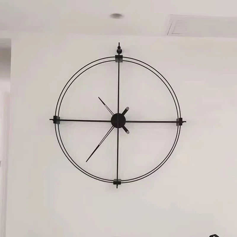 horloge murale moderne minimaliste double face métal noir aiguille quartz silent living room