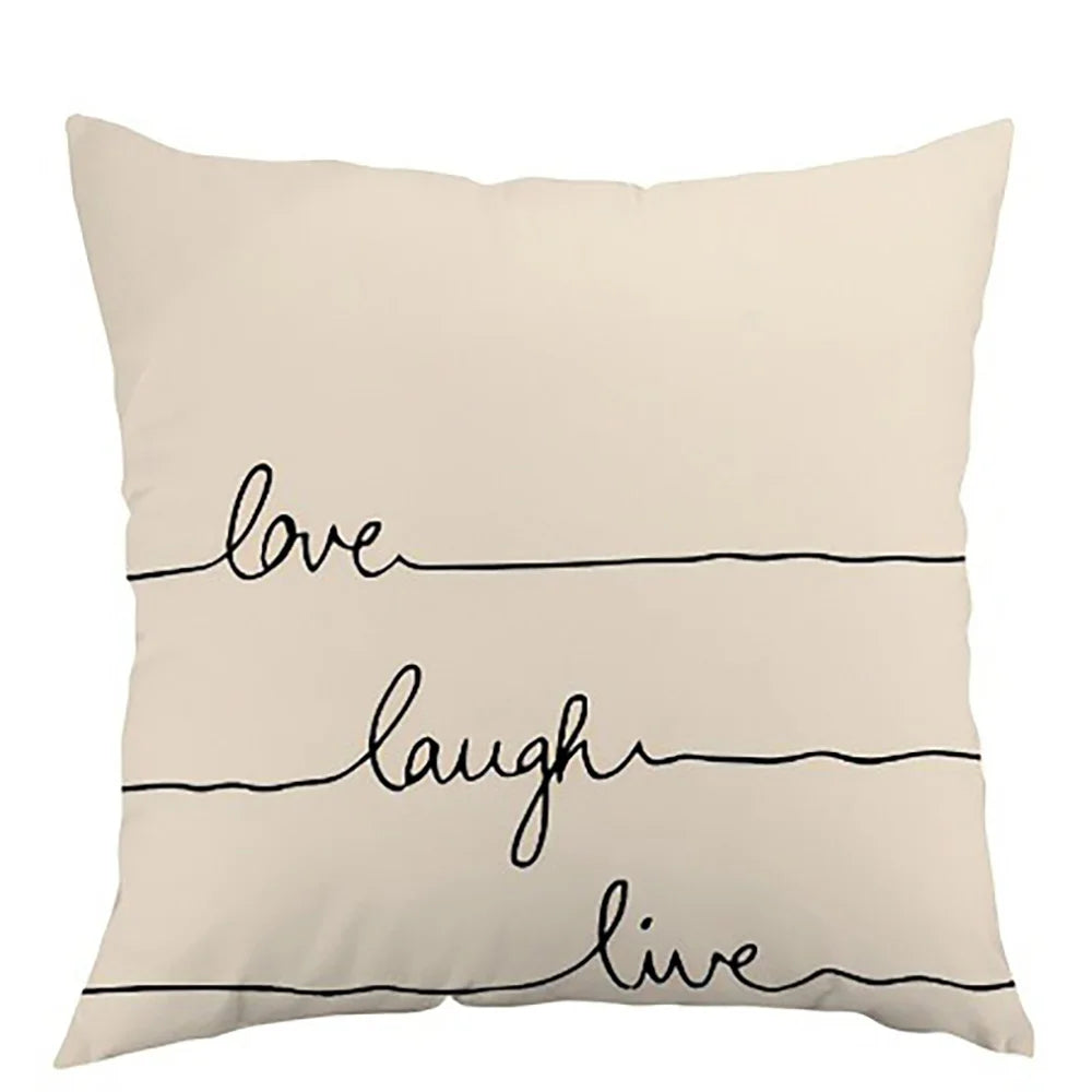 taies d'oreiller jacquard géométriques moderne non toxique 45x45cm polyester coton beige noir motifs textes