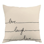 taies d'oreiller jacquard géométriques moderne non toxique 45x45cm polyester coton beige noir motifs textes
