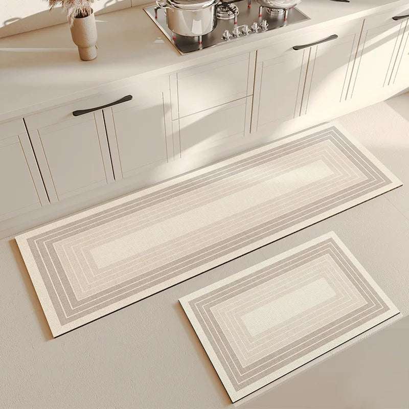 tapis sol intérieur gris blanc rayures modernes antidérapant coton doux salle bain
