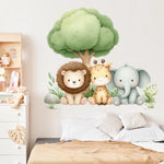 autocollant mural animaux forêt dessin animé décoration chambre bébé fille garçon sticker murale pvc