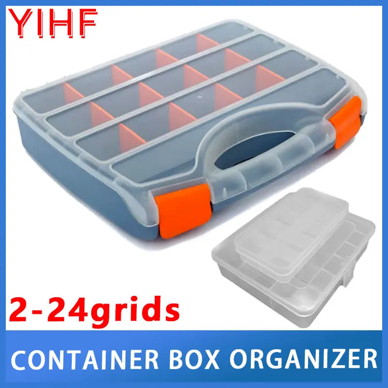 boîtes d'organisateur transparentes réutilisables gris orange modulaires grilles détachables 24 compartiments pratiques