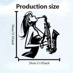 peinture murale noir femme saxophone artiste décoration murale illustration jazz opaquement