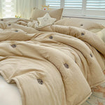 couette été brodée roses couverture lit polyester moderne minimaliste beige rose gris bleuclair adultes