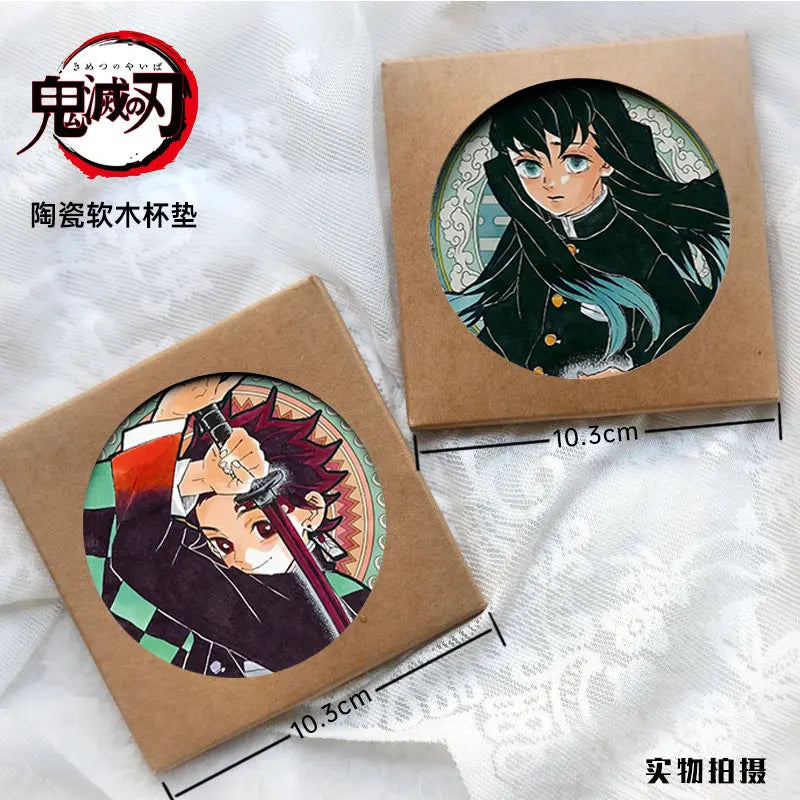 coasters céramique démon slayer multicolores illustrations personnages opaques art illustratif