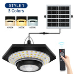 lampe solaire noire moderne 228 led 1000lm ip65 télécommande eyelets autonomesurgence
