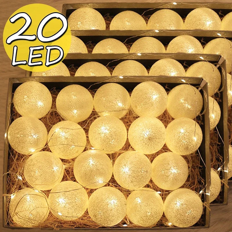 guirlande lumineuse 20 LED boule multicolore moderne décoration fête noël blanc rouge vert bleu