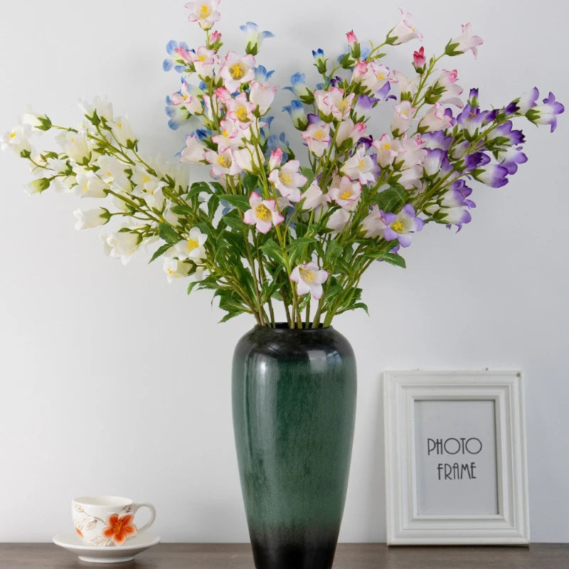 bouquet artificiel fleurs cloches soie rose blanc violet decoration intérieure mariage anniversaire minimaliste