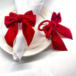 noeud serviette velours rouge vert adhésif festif élégant table décoration dîner vacances festive