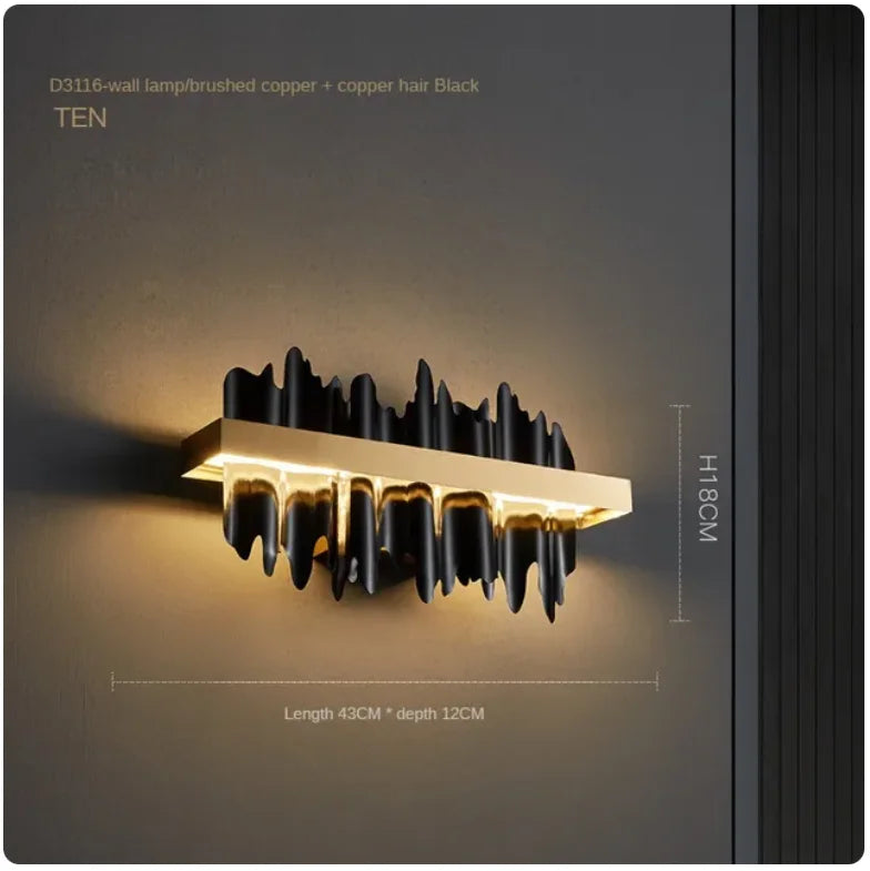suspension lumineuse or contemporaine motifs géométriques texture pierre fixations chaînes haute luminosité
