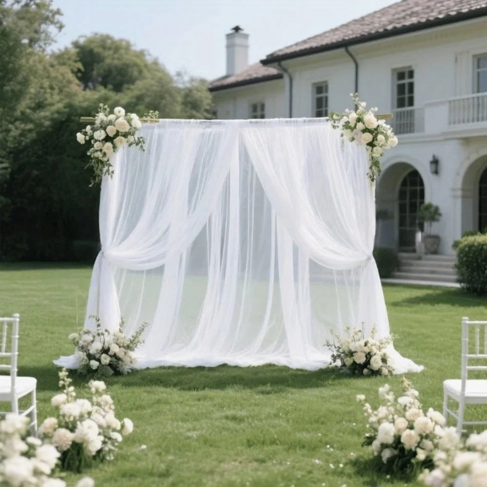 rideau decoration mariage blanc semi transparent 160cm largeur variable romantique echangement