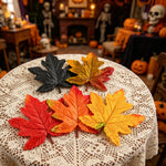 feuilles artificielles soie rouge orange jaune noires relief naturel décoratives extérieures halloween noël mariage