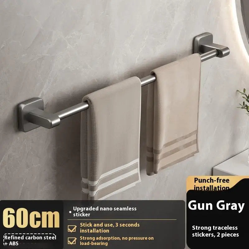 porte serviettes mural gris métallisé moderne fixé autocollant lisse réutilisable ab