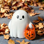 décoration halloween fantôme blanc souriant citrouille jack lantern moderne résine
