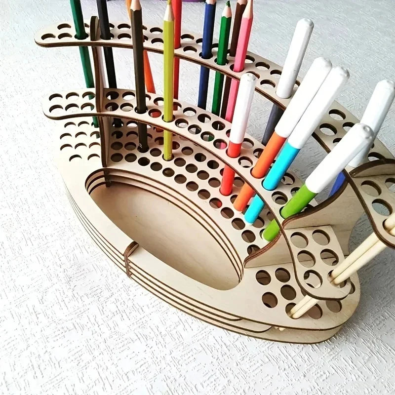 organisateur bois rangement pinceaux crayons aquarelle supports trou multiple usage