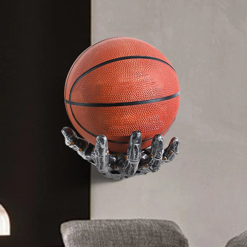 balle basket ball orange noire texture rugueuse moderne support mur rack.storage respectueux environnement