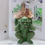 statue pierre agate texturée détails sculpturaux vert beige noir fantaisie gothique décoration maison erotique