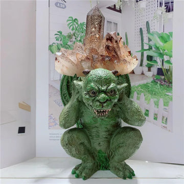 statue pierre agate texturée détails sculpturaux vert beige noir fantaisie gothique décoration maison erotique
