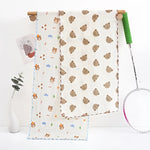 serviettes sport coton gauze animaux ours nuages coeurs bébés blanc orange bleu vert