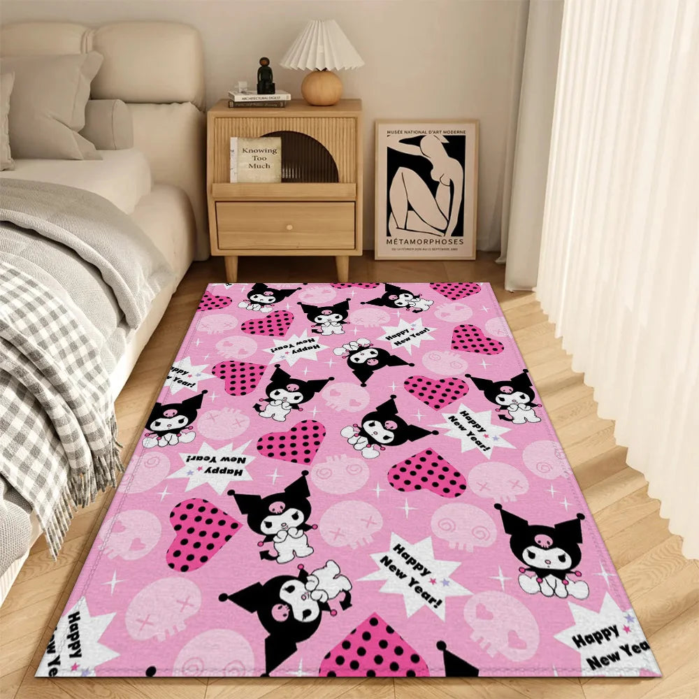 tapis chambre enfant motif cartoon personnage violet rose bleu velours cristal antidérapant décoration sol