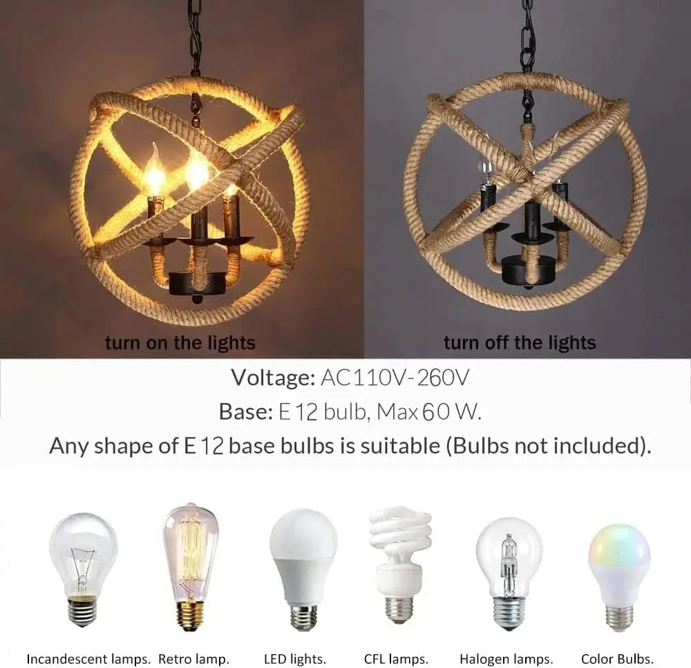 pendant luminaire suspendu industriel rustique 35cm 40cm corde tressée métal noir beige