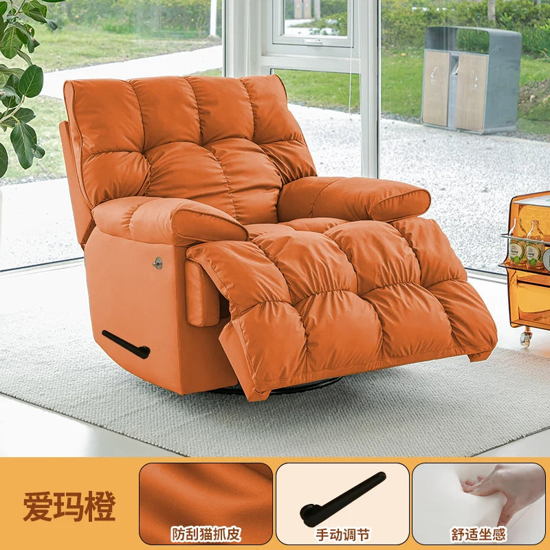 fauteuil relax moderne simili cuir gris orange beige vert ergonomique salon
