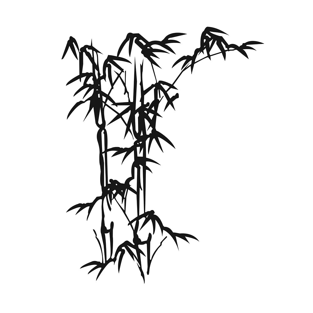 sticker mural bambou noir art minimaliste 150x120cm autocollant amovible dimension unique