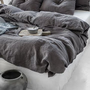 Housse de couette 100% lin lavé français naturel - Literie respirante et douce pour chambre