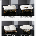 support savon céramique blanc doré ornements classique baroque pièce pied sculpté