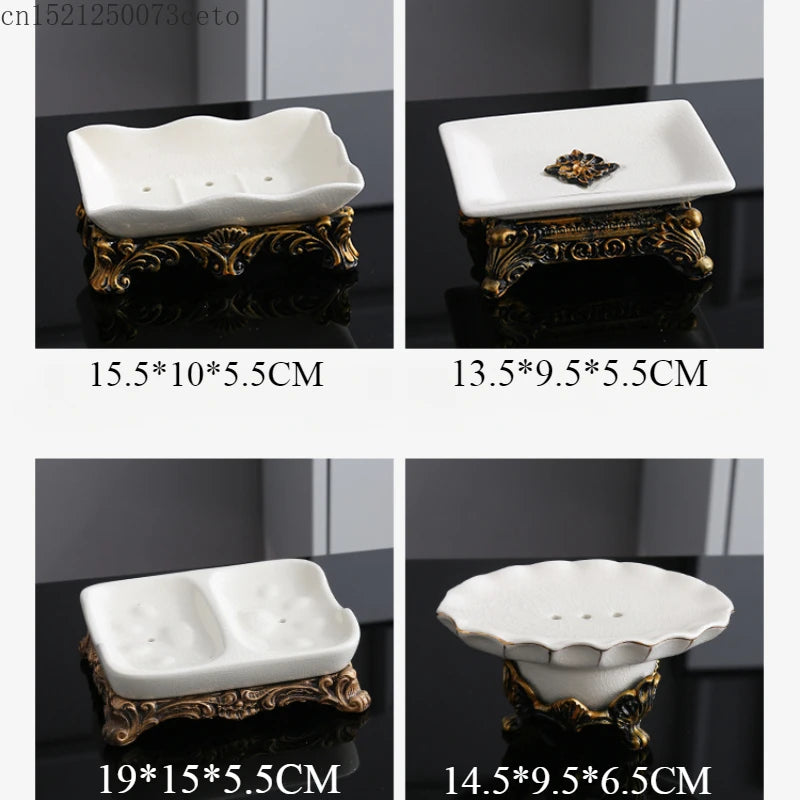 support savon céramique blanc doré ornements classique baroque pièce pied sculpté