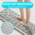 tapis bain microfibre texture cailloux gris moderne antidérapant absorbant salle bain decoration