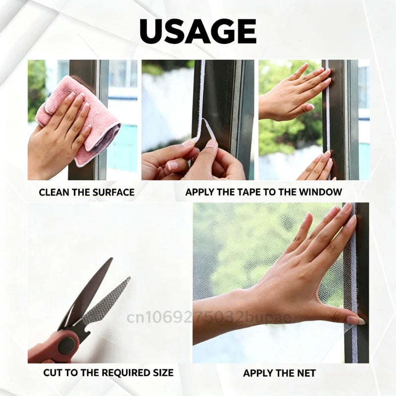 filet anti moustiques adhésif fenêtre blanc translucide maille fine modernerollable sans perçage easy install