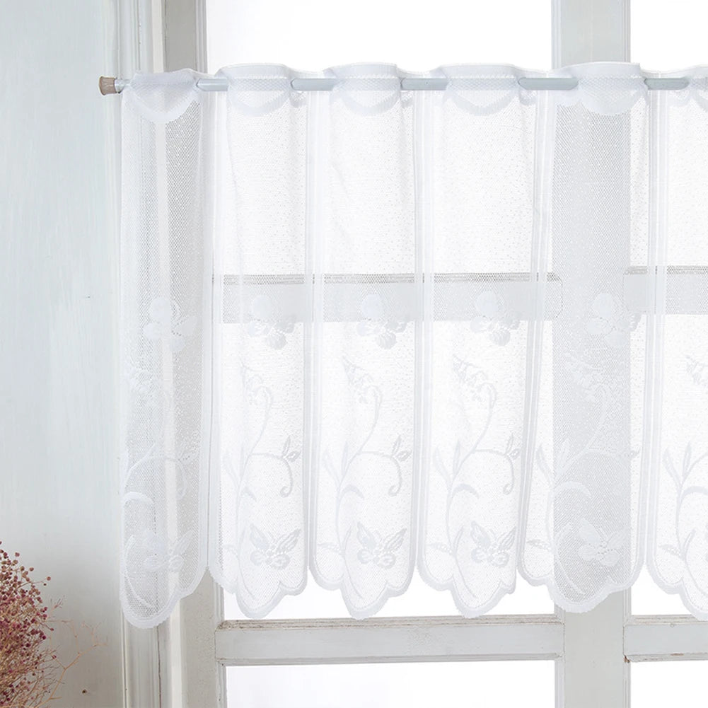rideau floral transparent fenêtre blanc motif papillon brodé décoration chambre moderne pastorale